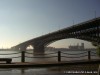 Eads Bridge in early morning fog